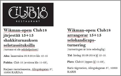 Wikman-open2014, Club18
